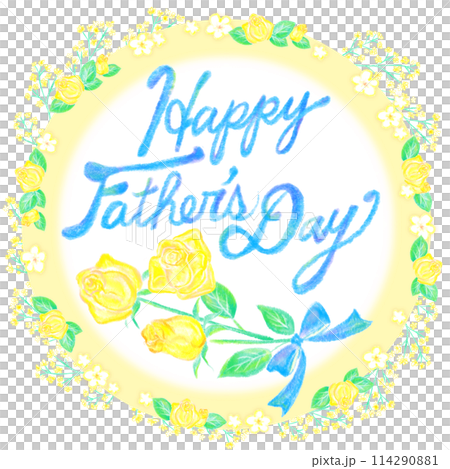 父親節_FathersDay_手繪風格字母和黃玫瑰和花框 114290881