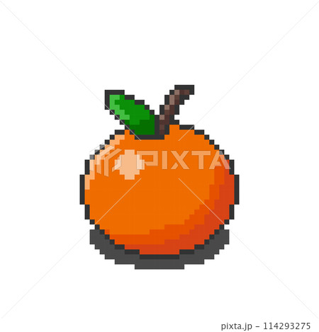 Orange pixel art. Vector illustration design. Background isolated on white 114293275