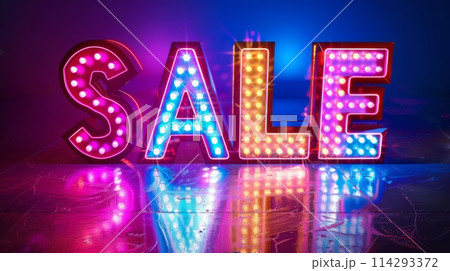 Colorful LED Sale concept art poster. Colorful LED Sale concept art poster. 114293372