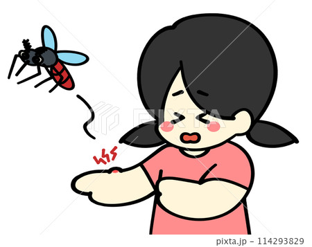 蚊に刺された女の子のイラスト素材 114293829