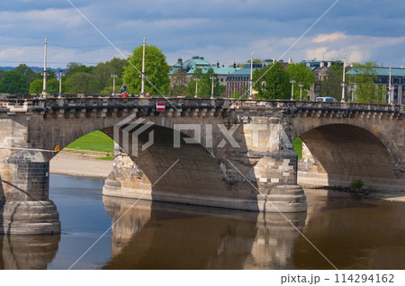 Drezden, Germany - panorama of bridge and historical building at center Drezden, Germany - panorama of bridge and historical building at center 114294162