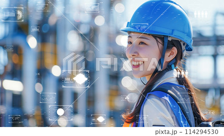 IT・AI技術を活用してデジタルトランスフォーメーションを実現し、業務効率を向上するイメージ。 IT・AI技術を活用してデジタルトランスフォーメーションを実現し、業務効率を向上するイメージ。 114294530