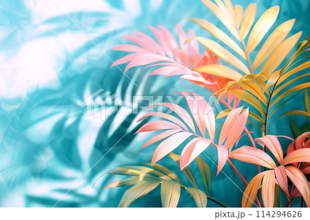 カラフルな植物のボタニカルな背景 114294626