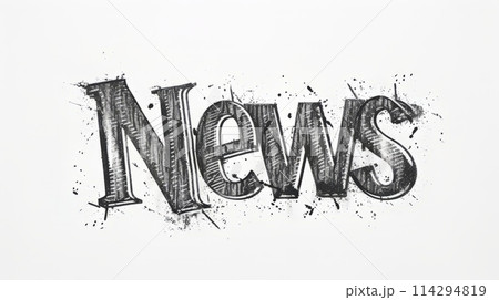 The word News created in Script Typography. 114294819