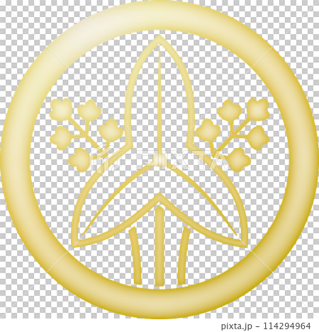 Family crest: Circle with standing iris [gold] 114294964