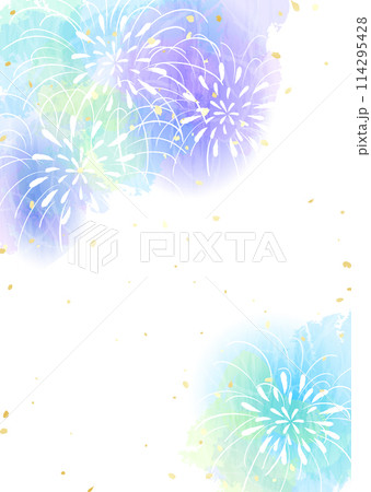 やさしいブルー系の花火のイラスト 114295428