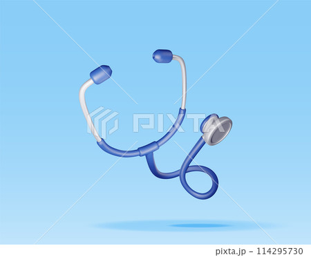 3D medical stethoscope isolated on blue 3D medical stethoscope isolated on blue 114295730