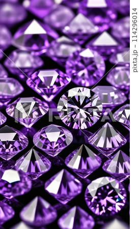 Close up of luxurious purple diamonds, on purple background Close up of luxurious purple diamonds, on purple background 114296014