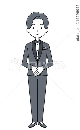 タキシードを着た女性のイラスト タキシードを着た女性のイラスト 114296042