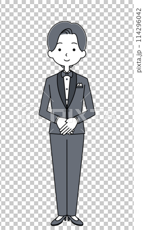 タキシードを着た女性のイラスト タキシードを着た女性のイラスト 114296042