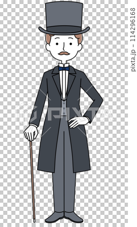 British gentleman: top hat and frock coat 114296168