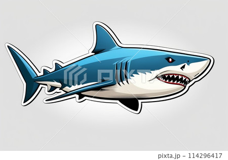 A cartoon shark , isolated on a white background 114296417