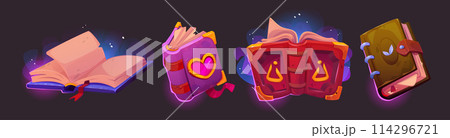 Old magic open paper book icon. Ancient spellのイラスト素材 [114296721] - PIXTA