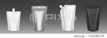 3D set of pouch bags on transparent background 114296729