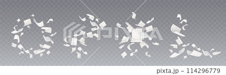 3d fly paper sheet. White document fall vector 114296779