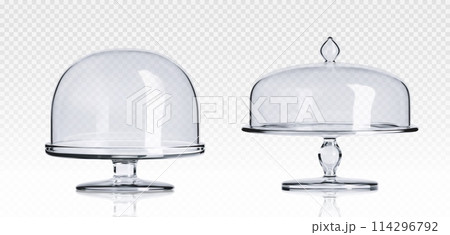 Glass cake stand plate and dome cover. Glass cake stand plate and dome cover. 114296792