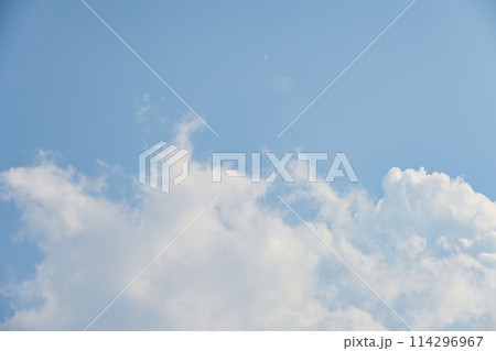 beautiful blue sky and white fluffy cloud with sunrise in the morning, natural background beautiful blue sky and white fluffy cloud with sunrise in the morning, natural background 114296967