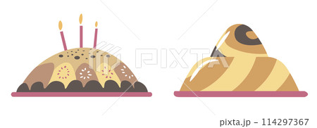Festive Birthday Dessert Cakes Vector Festive Birthday Dessert Cakes Vector 114297367