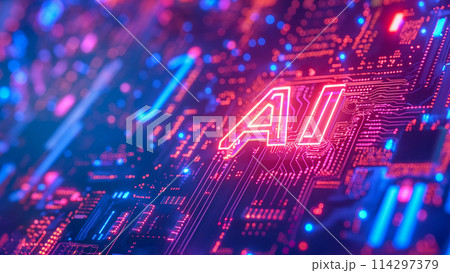 AIのコンセプト画像。PPTの背景、企業のHPイメージ素材 114297379