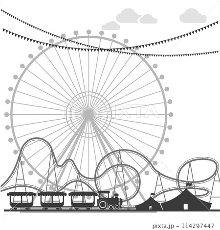 Ferris Wheel and Roller Coaster Ferris Wheel and Roller Coaster 114297447