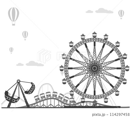 Amusement Park Panorama Day Scene 114297458