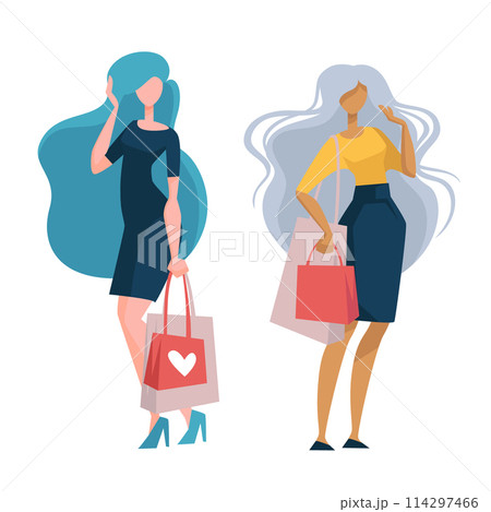 Stylish Shoppers Fashionable Choices vector Stylish Shoppers Fashionable Choices vector 114297466