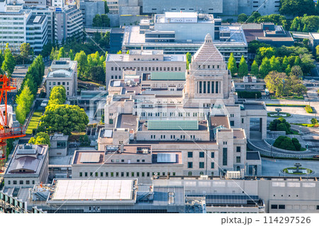 日本の東京都市景観 国会議事堂などを望む 114297526
