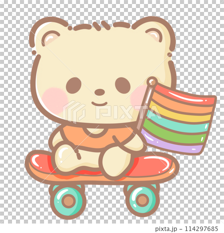Handdrawn illustration Cute kawaii yellow teddy bear pride month Lgbt Rainbow clipart pastel color greeting card party invitation Handdrawn illustration Cute kawaii yellow teddy bear pride month Lgbt Rainbow clipart pastel color greeting card party invitation 114297685