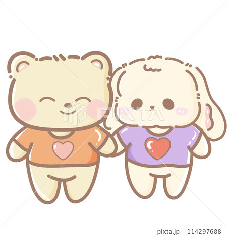 Handdrawn illustration Cute kawaii yellow teddy bear pride month Lgbt Rainbow clipart pastel color greeting card party invitation Handdrawn illustration Cute kawaii yellow teddy bear pride month Lgbt Rainbow clipart pastel color greeting card party invitation 114297688
