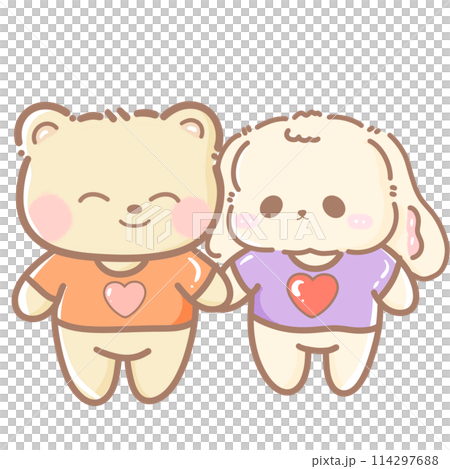 Handdrawn illustration Cute kawaii yellow teddy bear pride month Lgbt Rainbow clipart pastel color greeting card party invitation Handdrawn illustration Cute kawaii yellow teddy bear pride month Lgbt Rainbow clipart pastel color greeting card party invitation 114297688
