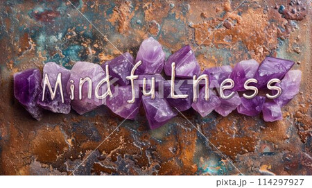 Amethyst Crystal Mindfulness concept art poster. 114297927