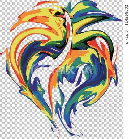 A diverse love bird clad in rainbow-colored flames A diverse love bird clad in rainbow-colored flames 114298002