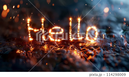 White LED Hello concept art poster. 114298009
