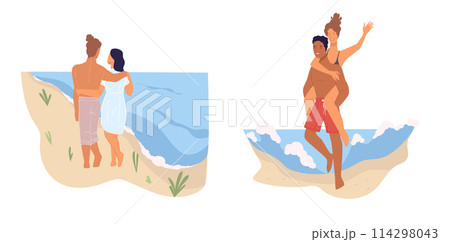 Beach Vacation Couple Moments Set 114298043