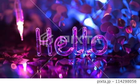 Violet LED Hello concept art poster.のイラスト素材 [114298056] - PIXTA