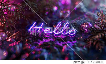 Violet LED Hello concept art poster.のイラスト素材 [114298062] - PIXTA