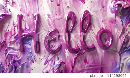 Violet Glossy Surface Hello concept art poster.のイラスト素材 [114298065] - PIXTA