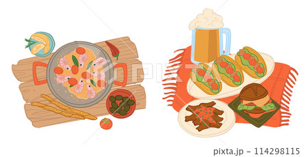 Seafood and Sandwiches Vector Art 114298115