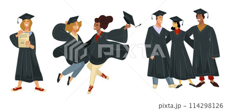 Graduation Ceremony Joyful Moments Vector Graduation Ceremony Joyful Moments Vector 114298126