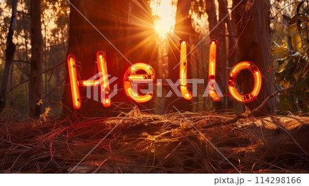 Sunset Hello concept art poster.のイラスト素材 [114298166] - PIXTA