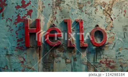 Stucco Veneziano Hello concept art poster. Stucco Veneziano Hello concept art poster. 114298184