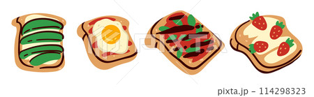 Assorted Topped Toasts Vector Selectionのイラスト素材 [114298323] - PIXTA