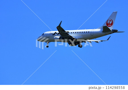 大阪国際空港 JAL 飛行機 着陸態勢 千里川尻 大阪国際空港 JAL 飛行機 着陸態勢 千里川尻 114298558