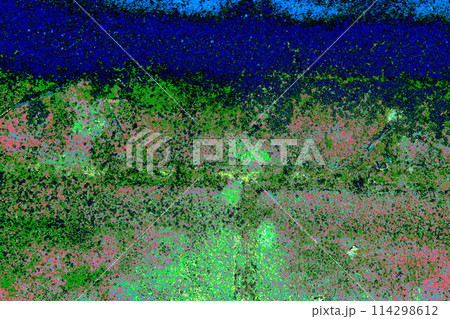 ice on the garden path, frost on heavy tiles, changed colors. 114298612