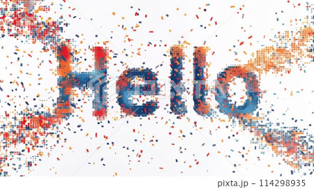 The word Hello created in Pixel Typography. 114298935