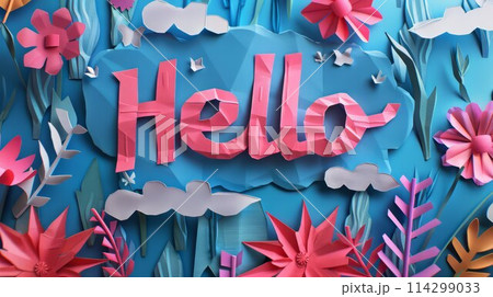 Paper Craft Hello concept art poster. 114299033