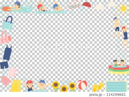 School/swimming school swimming illustration frame 114299681