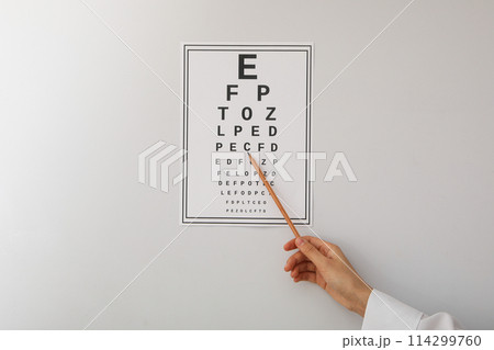 A sight test sign hangs on the wall A sight test sign hangs on the wall 114299760