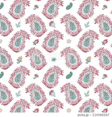 Floral pattern with blooming flowers and leaves Floral pattern with blooming flowers and leaves 114300207