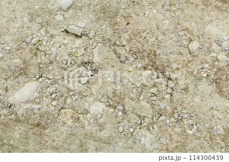 泥道に付いたタイヤの痕　Dirty country road with deep rut 114300439